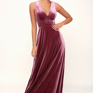 Lulus Beautiful Night Magenta Velvet Sleeveless Maxi Dress Pink - Size X-Small